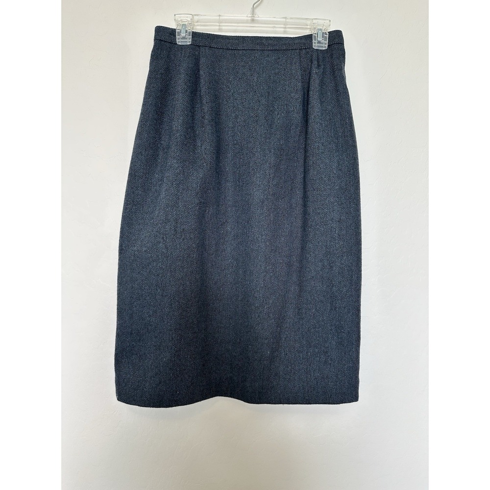 Vintage Collectibles Wool Herringbone 12 Skirt Lined Pencil Knee Length